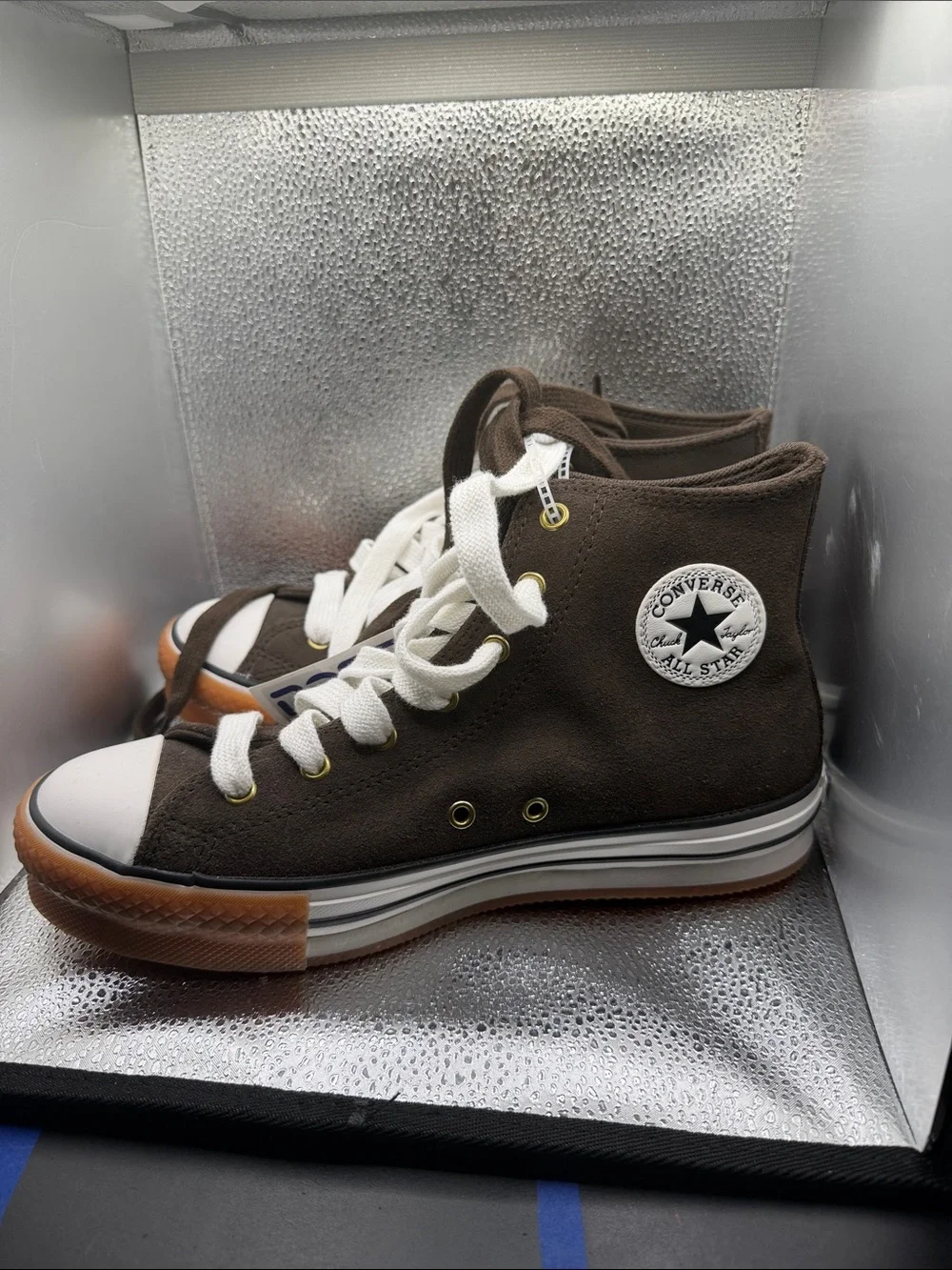 Converse Kids High Top Sneakers - Brown with White Laces